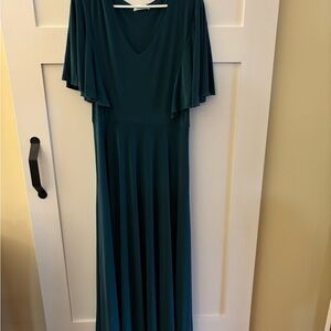 KOH KOH Emerald Green Maxi Dress XL Bridesmaid Wedding Guest Flutter Sleeve Gown